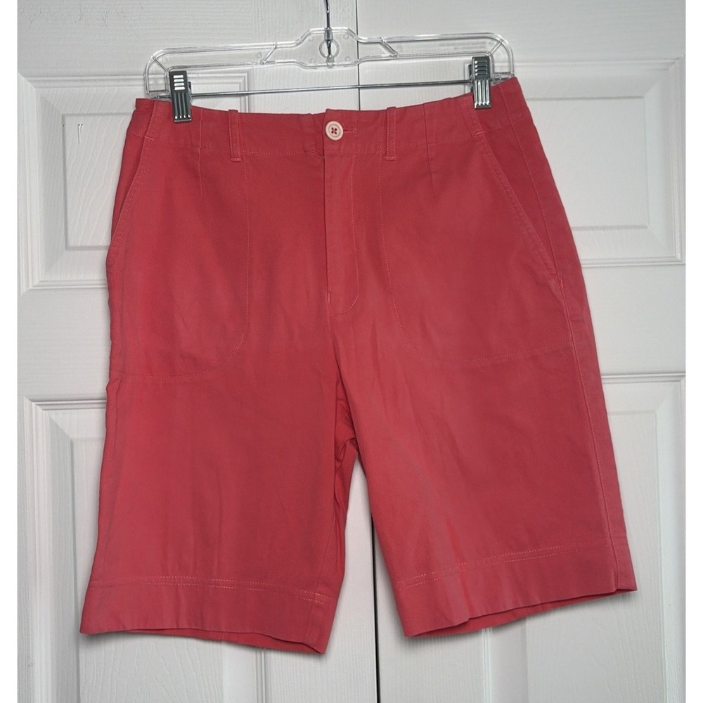 Leggiadro Bermuda Shorts Womens Size 6 Coral Pink Stretch Cotton Made in USA